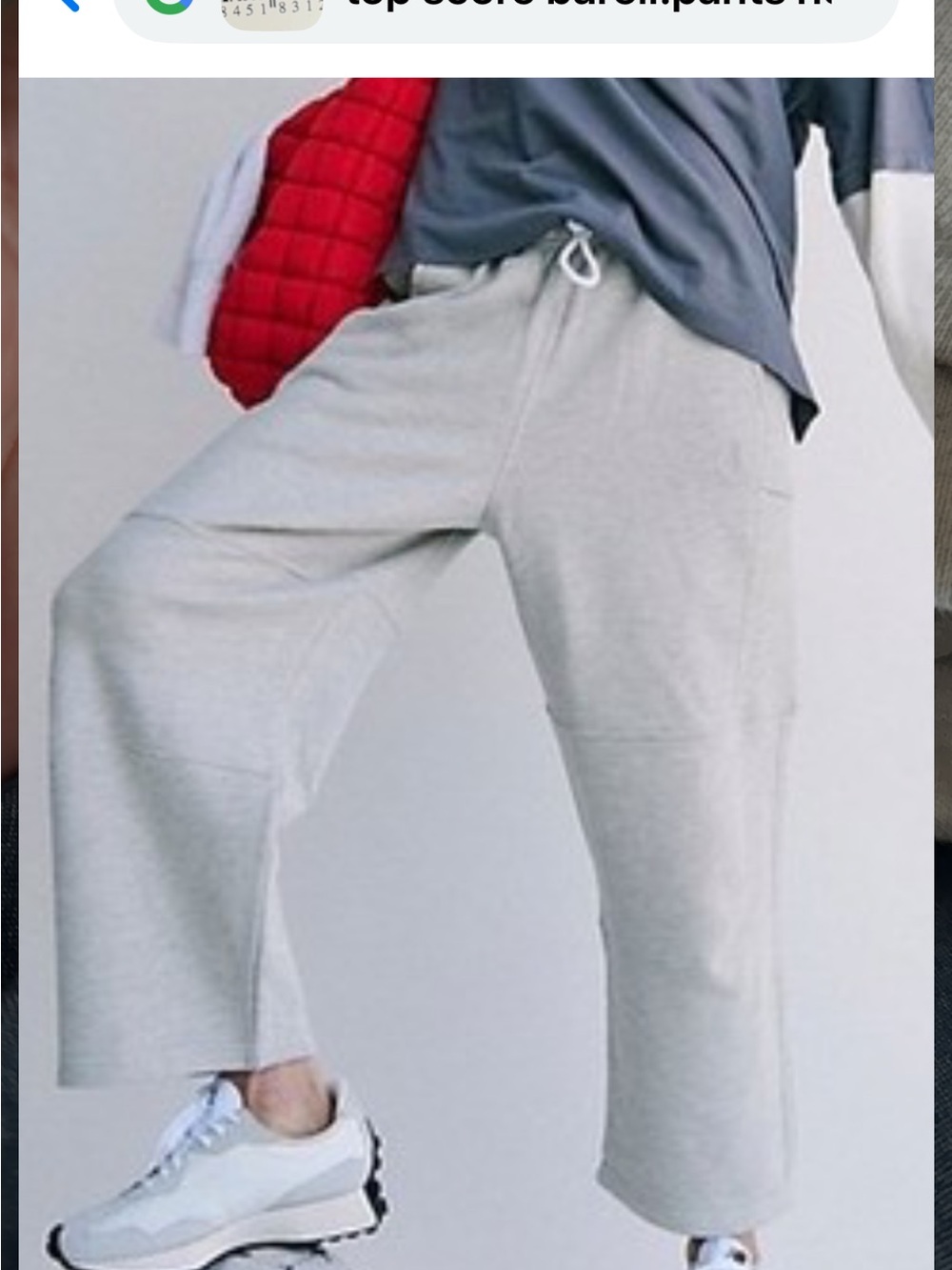 Free People Top Score Barrel pant  Wide-Leg Drawstring Sweatpants-Heather Gray